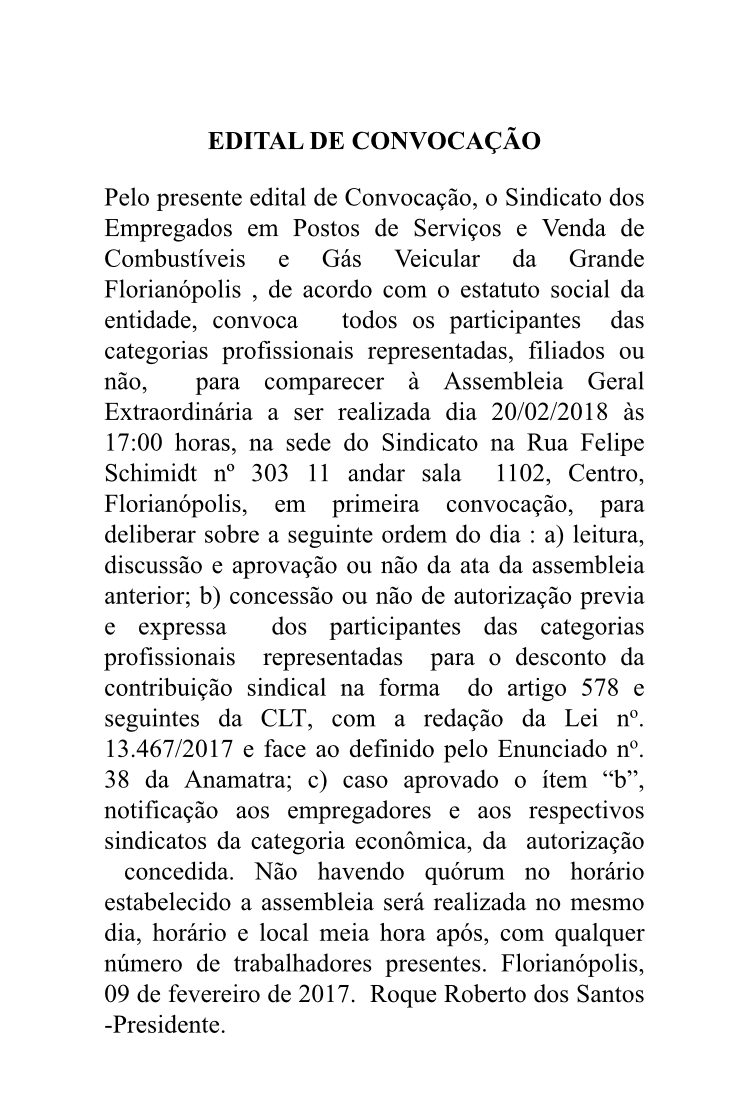 Atenção para este edital de convocação 